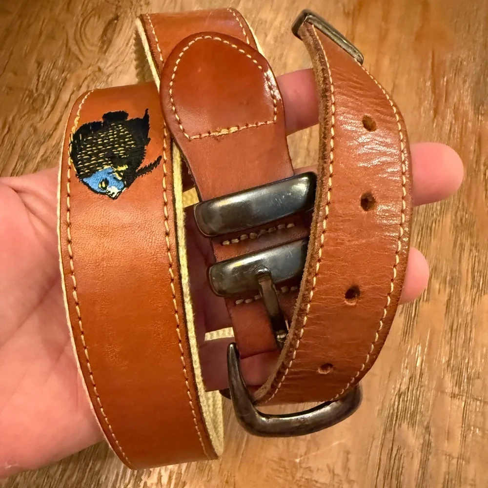 Bass Pro Shops Worldwide Sportsman Brown Leather Fish Belt Size 32 nautical